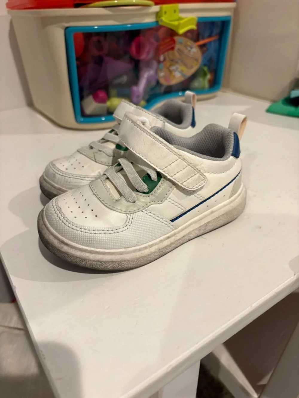 Stride Rite White Sneakers with Blue & Green Accents